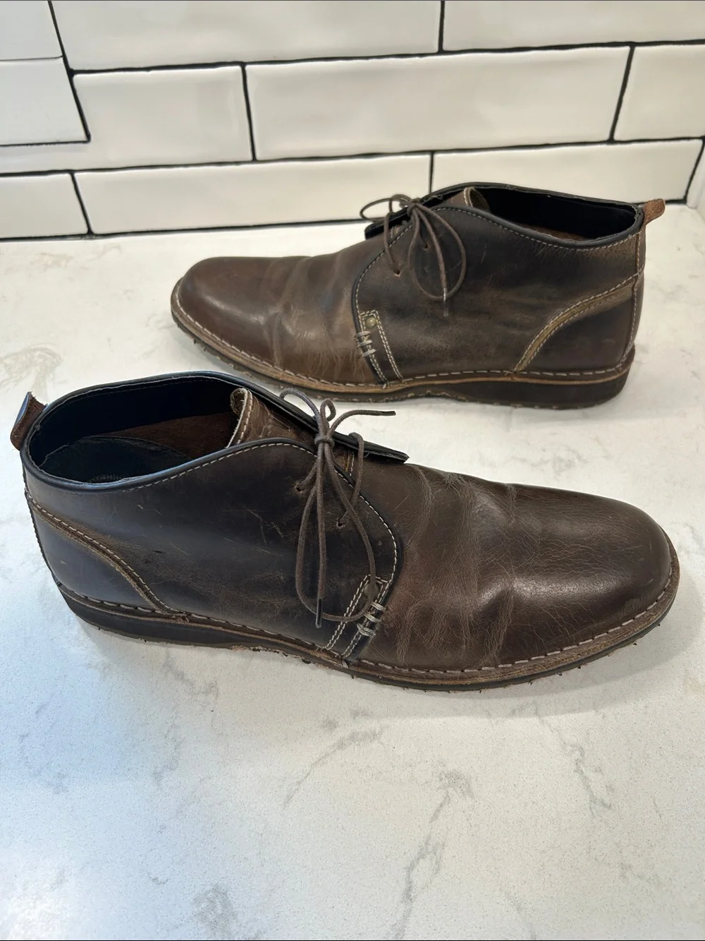 Crevo Longport Mens Size 12 Brown Leather Casual Ankle Chukka Boot Shoes